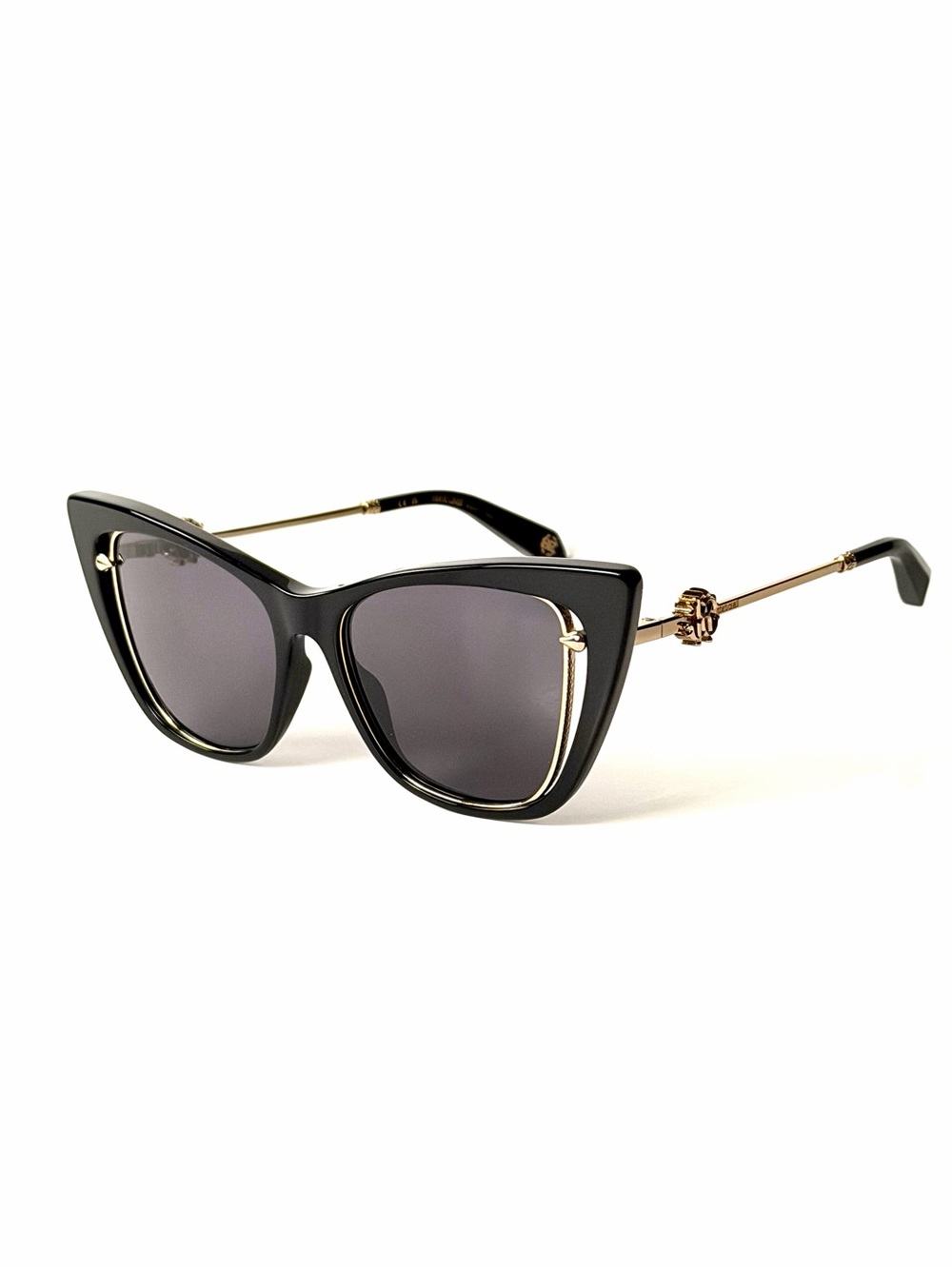 Roberto Cavalli Black Cat-Eye Sunglasses with Gold Temples